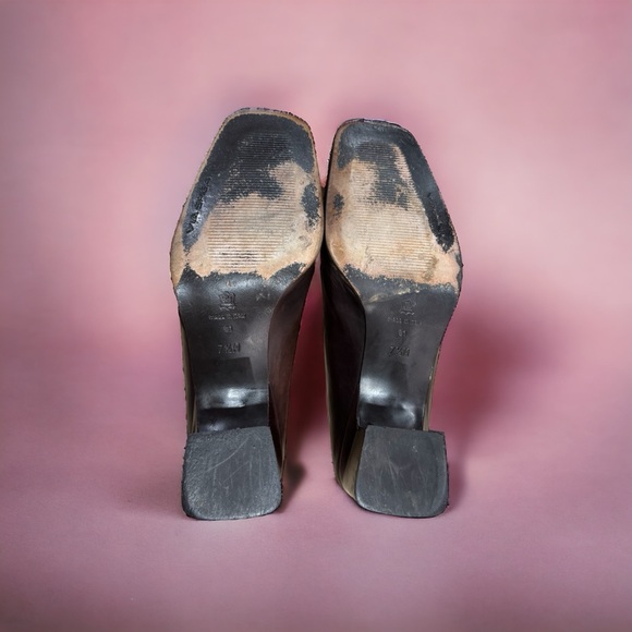 VIA SPIGA Classic Italian Calfskin Brown Mary Janes Block Heel Square Toe Sz 7.5 - Picture 5 of 6